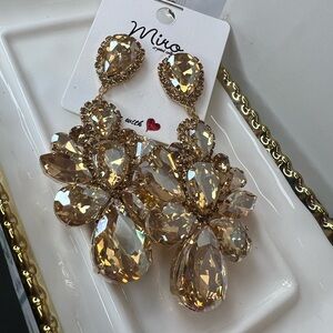 IRO Gold Crystal Teardrop Statement Earrings